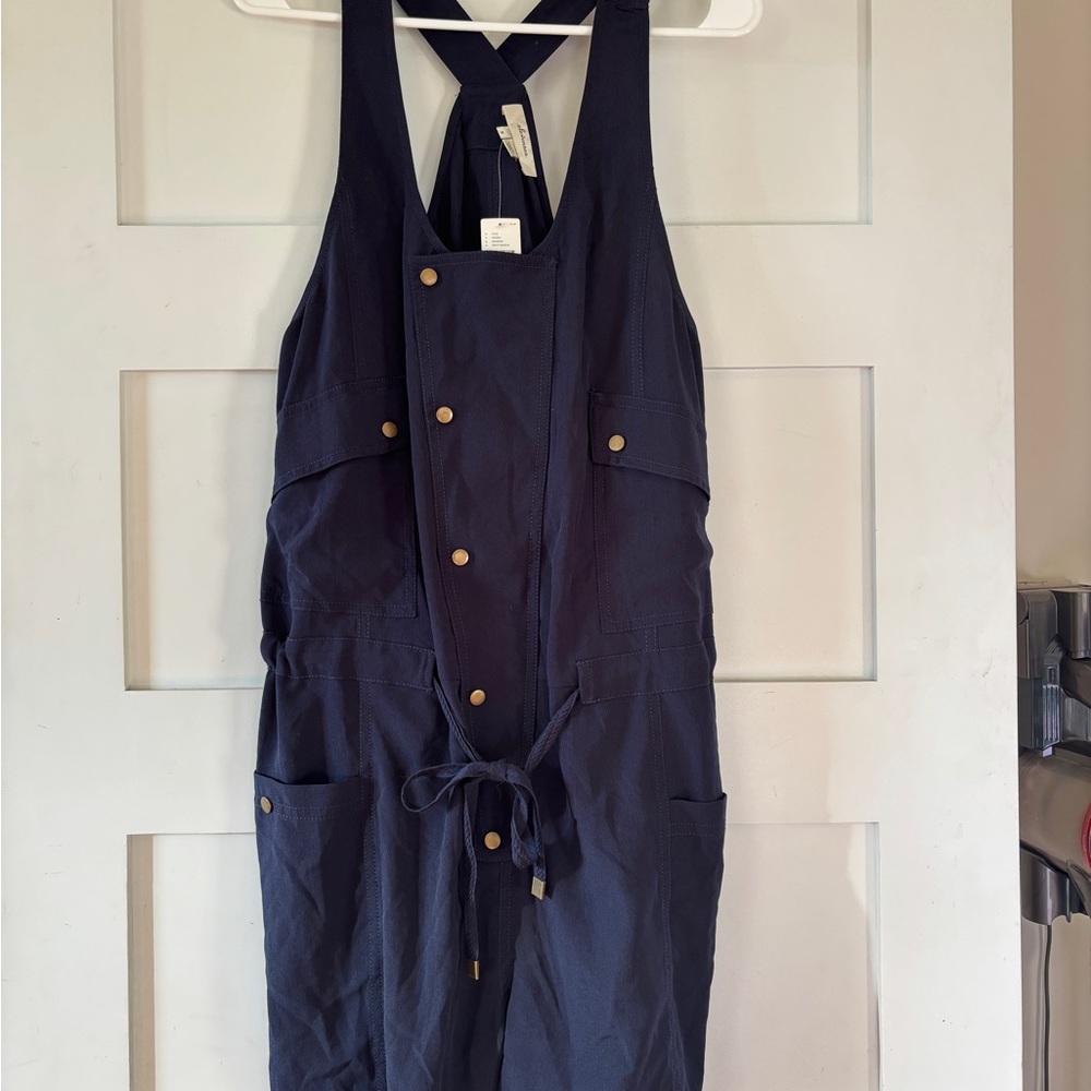 Aritzia Navy Jumpsuit with Gold Accents